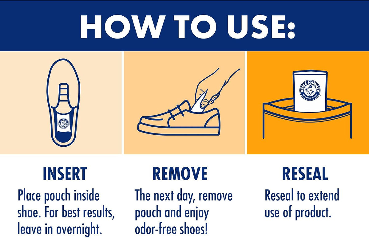 Arm & Hammer In-Shoe Odor Control Pouches, Moisture Absorbing, 4 Count