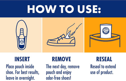 Arm & Hammer In-Shoe Odor Control Pouches, Moisture Absorbing, 4 Count
