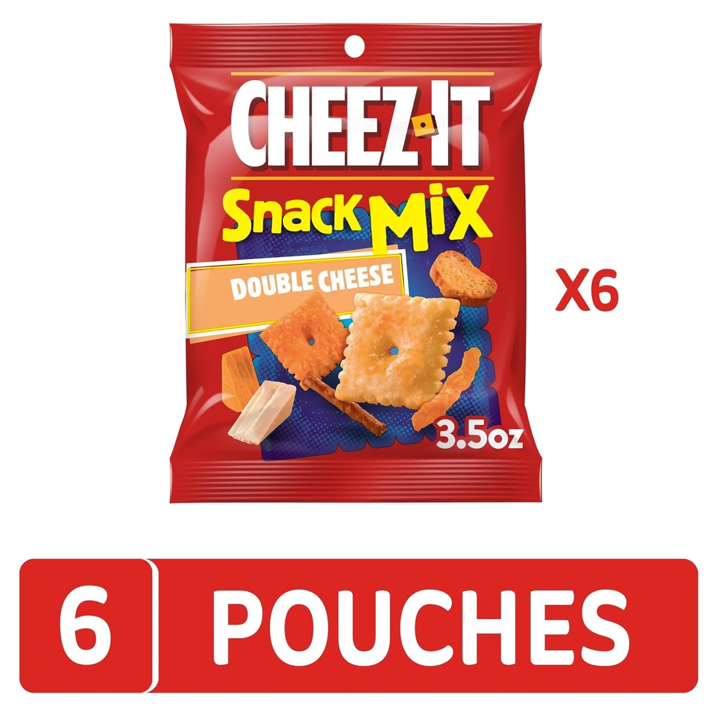 Cheez-It Snack Mix, Lunch Snacks, Double Cheese (6 Pouches)