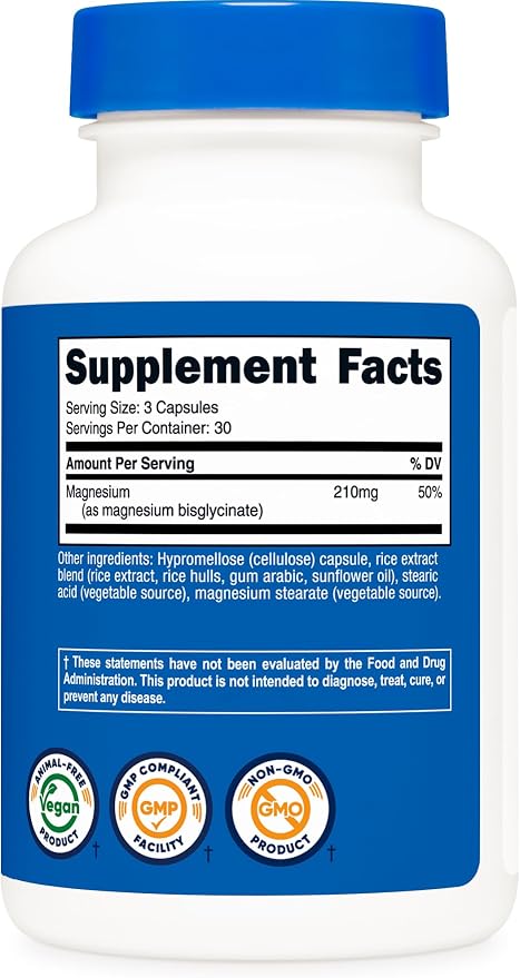 Nutricost Magnesium Glycinate Capsules, 90 Capsules, 210mg Per Serving