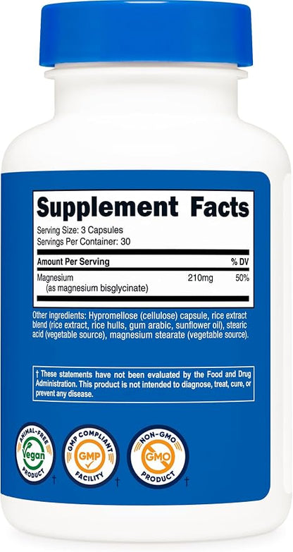 Nutricost Magnesium Glycinate Capsules, 90 Capsules, 210mg Per Serving