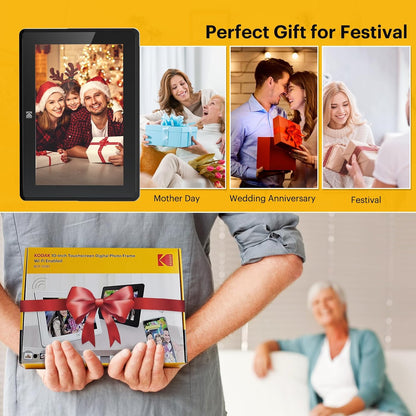 KODAK 10.1 Inch WiFi Digital Picture Frame, IPS Touch Screen HD Display with 16GB Storage, Share Video Clips and Photos Instantly Via E-Mail or App, Effortless to Set up - Black
