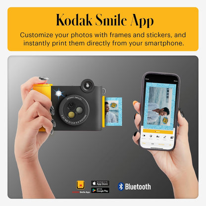 KODAK Smile+ Wireless Digital Instant Print Camera with Effect-Changing Lens, 2x3” Sticky-Backed Photo Prints, and Zink Printing Technology, Compatible with iOS and Android Devices - Black