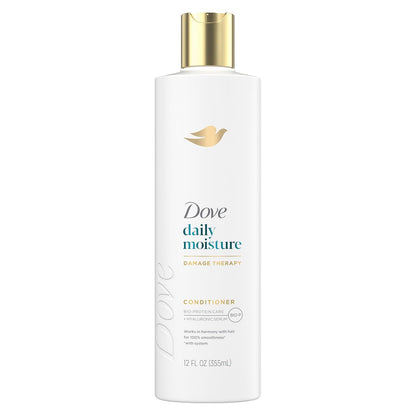Dove Conditioner Daily Moisture Damage Therapy for Dry Hair with Bio-Protein Care Technology and Hyaluronic Serum 12 Fl Oz