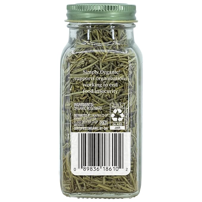Simply Organic Rosemary Leaf Whole, Certified Organic, Kosher, Bottled Spices | 1.23 Ounce (Pack of 2)