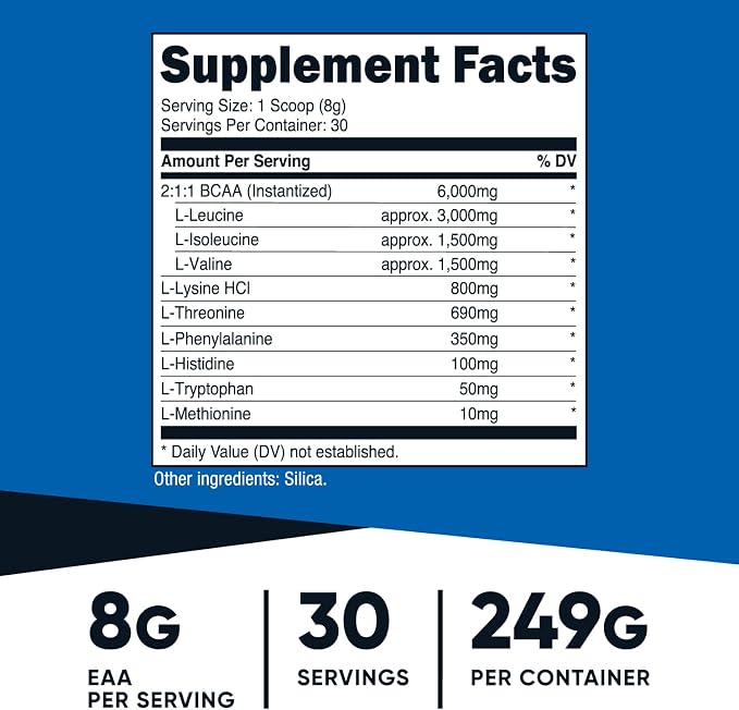 Nutricost EAA Powder 30 Servings (Unflavored) - Essential Amino Acids - Non-GMO, Gluten Free, Vegetarian Friendly (Pack of 3)