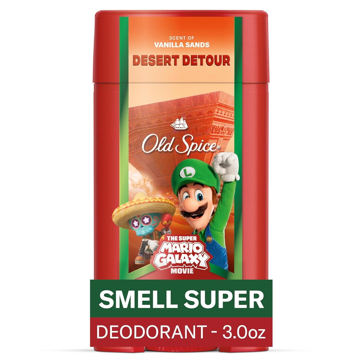 Old Spice Aluminum Free Deodorant for Men, Old Spice x The Super Mario Galaxy Movie, 24/7 Lasting Freshness, Lasting Odor Protection, Smell Super with Desert Detour, Vanilla Sands Scent, 3.0 oz