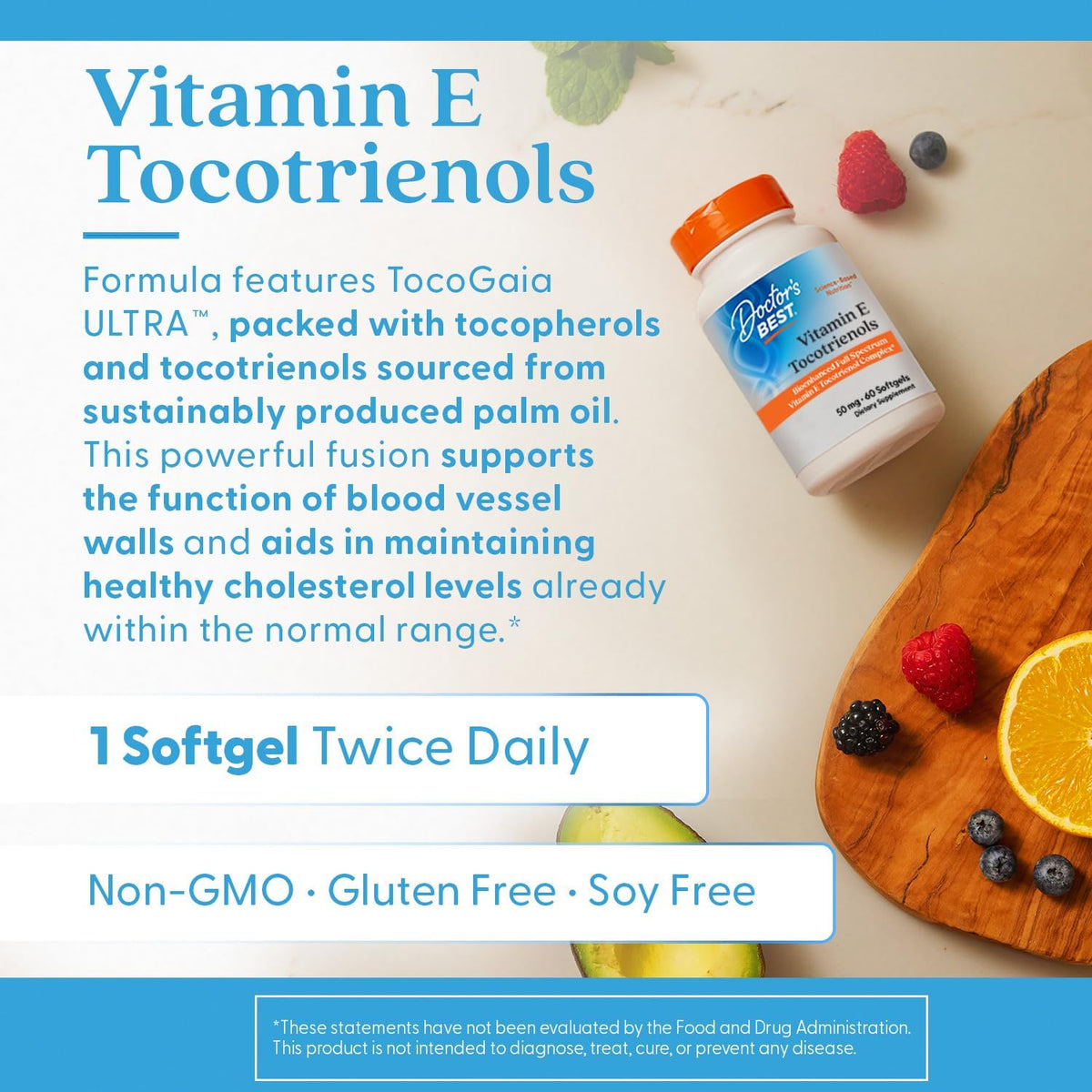 Doctor's Best Vitamin E Tocotrienols Complex Supplement, 60 Softgels