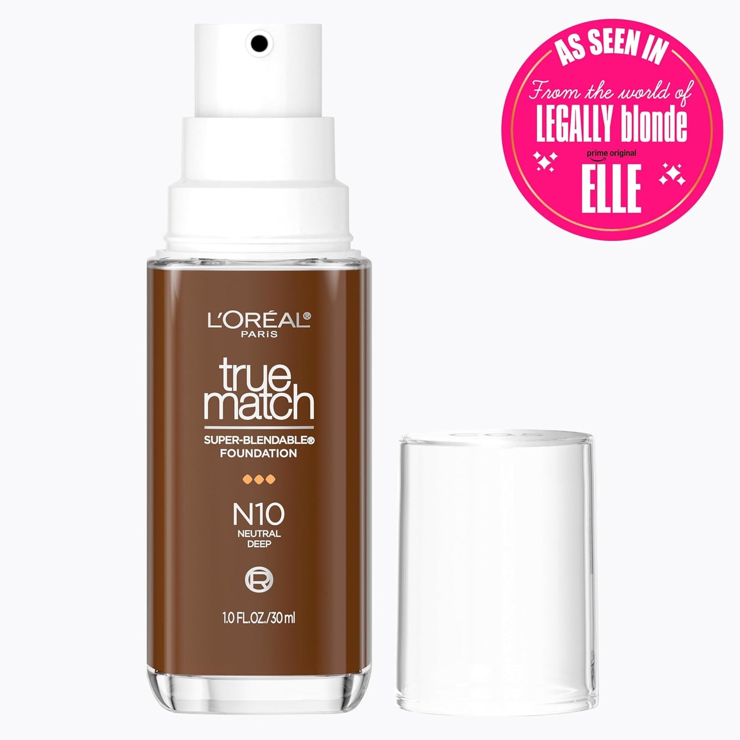 L'Oreal Paris True Match Super-Blendable Foundation, Medium Coverage Liquid Foundation Makeup, N10, Deep, 1 Fl Oz