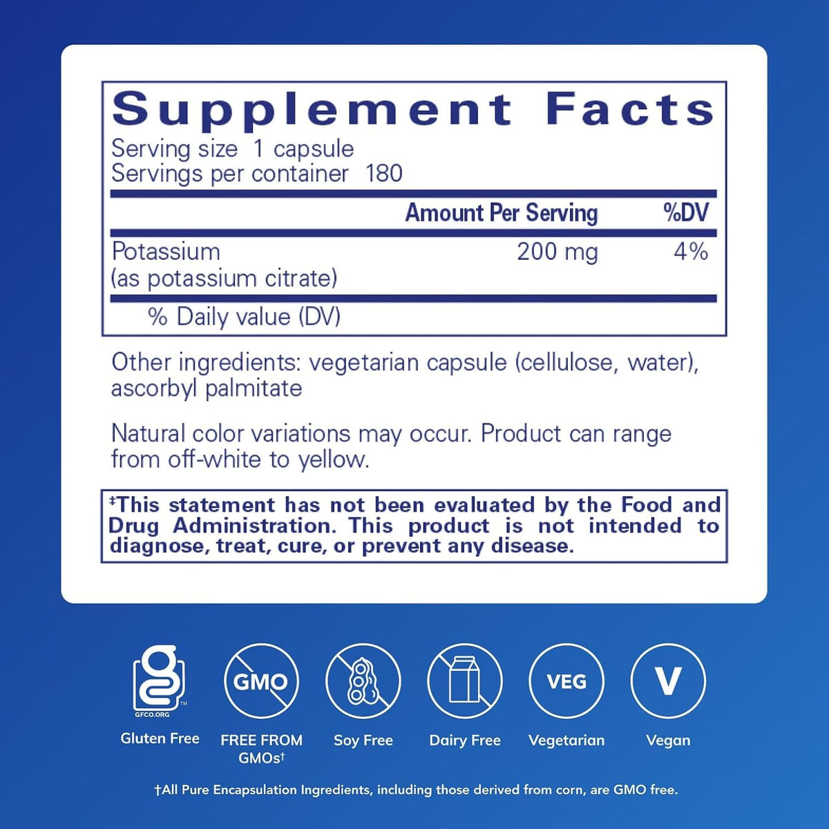 Pure Encapsulations Potassium (Citrate), 180 Capsules