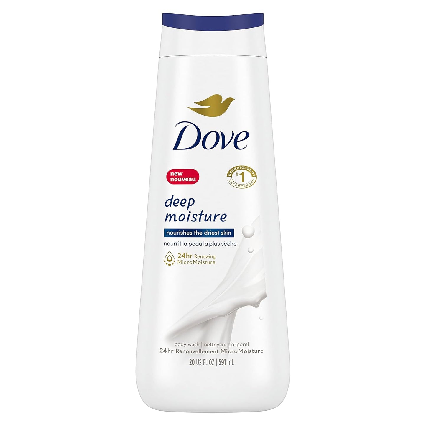 Dove Body Wash Deep Moisture For 24hr Lotion-Soft Skin Moisturizing Skin Cleanser with No Sulfates No Parabens 20 oz