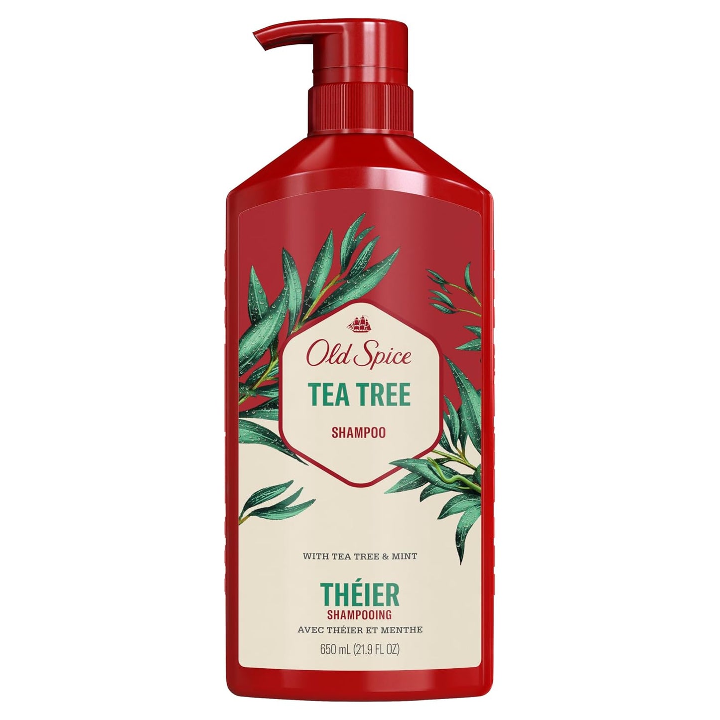 Old Spice Mens Tea Tree Shampoo, For All Hair Types, Healthier, Fuller, More Moisturized Looking Hair, 21.9 fl oz Each, Twin Pack