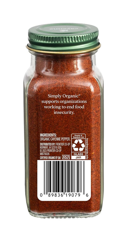 Simply Organic Cayenne Pepper, 2.89 Ounce, Pure, Organic Cayenne Peppers, No GMO's, Kosher Certified (Pack of 2)