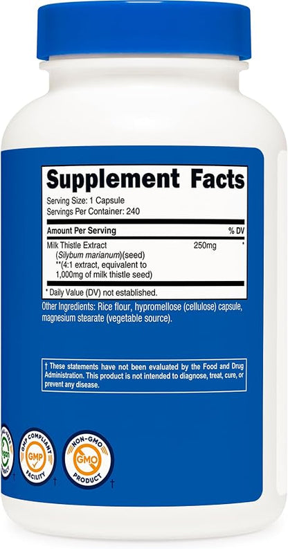 Nutricost Milk Thistle Extract 240 Capsules, 240 Servings, Gluten Free