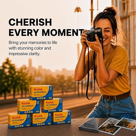 Kodak GC/UltraMax 400 35mm Color Negative Film (6-Pack) – 24 Exposures per Roll, ISO 400, Daylight-Balanced Print Film + TSC Microfiber Cloth