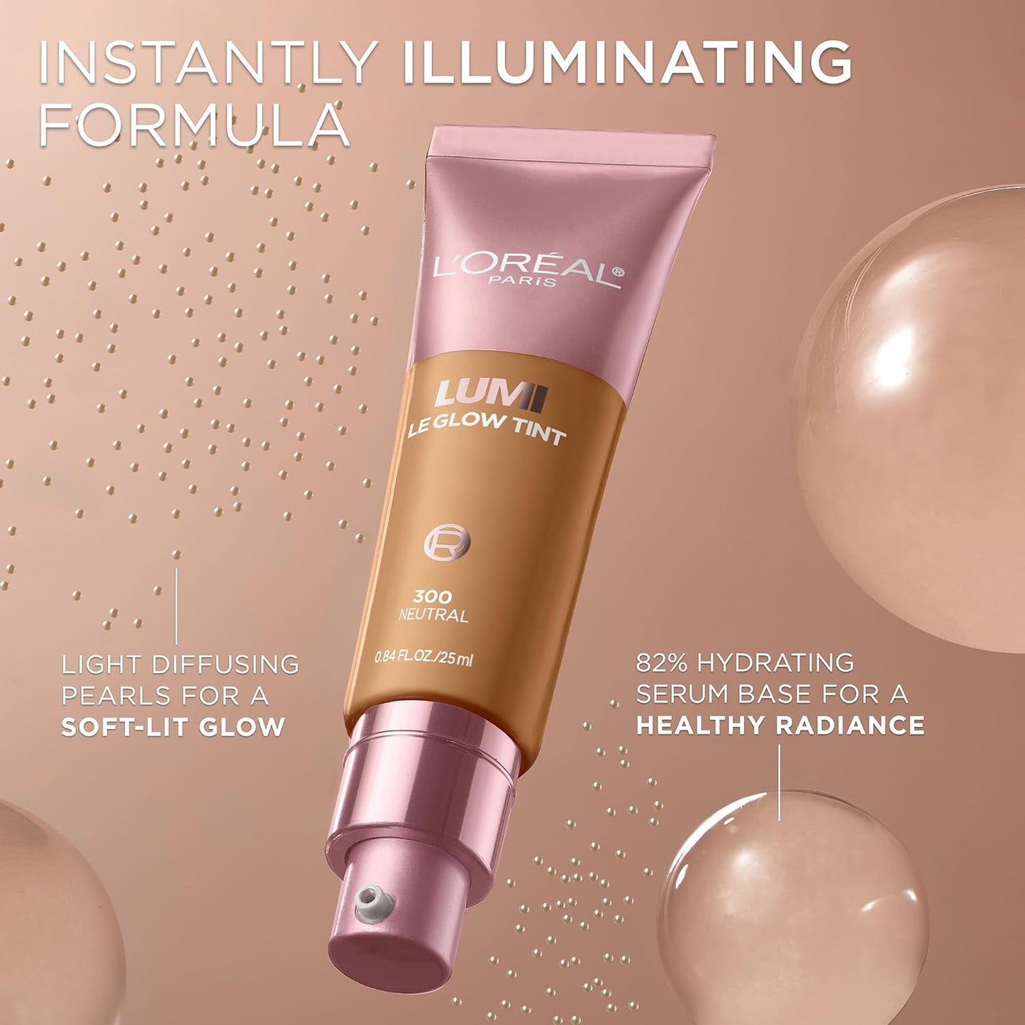 L'Oreal Paris Lumi Le Glow Skin Tint, Lightweight Water-Based Tinted Serum with Foundation-Like Coverage, Glow Illuminator, Cool 430, 0.85 Fl Oz (Pack of 2)