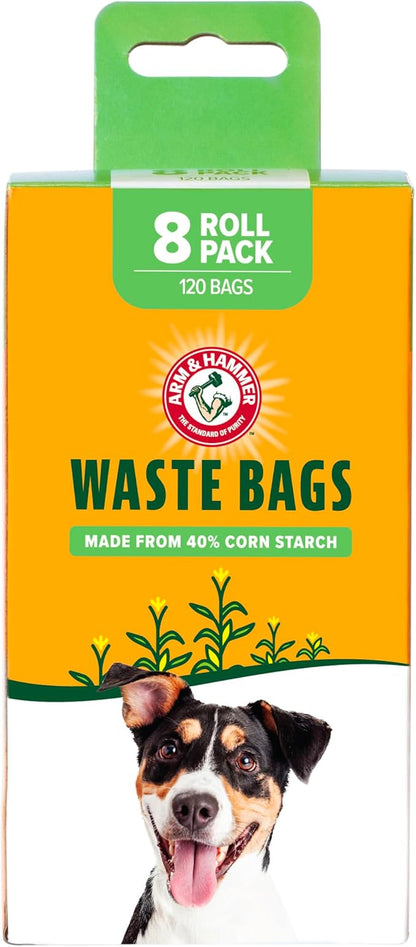 Arm and Hammer Plant Based Dog Poop Waste Bags, 120 Count, Green