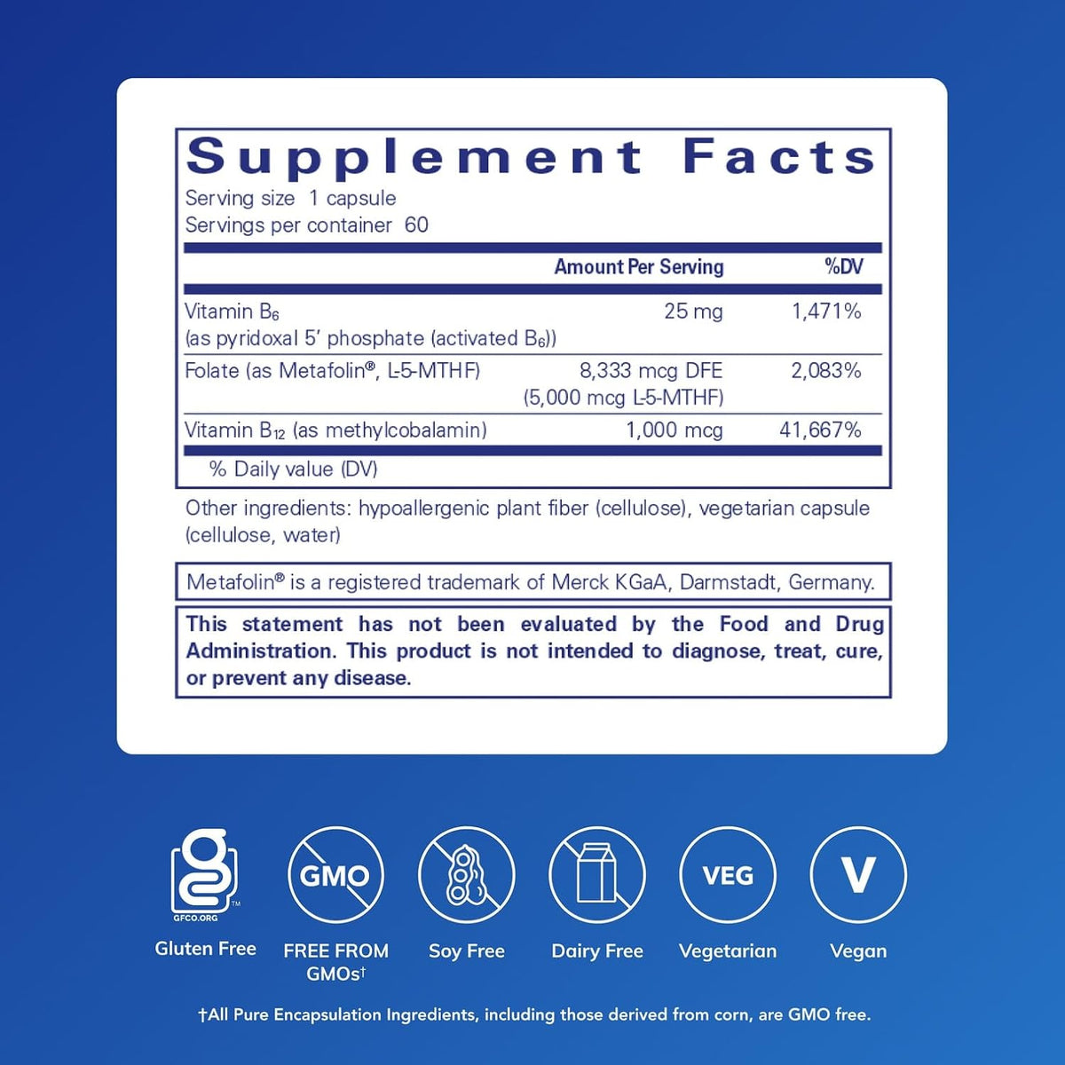 Pure Encapsulations - Folate 5,000 Plus, 60 Capsules