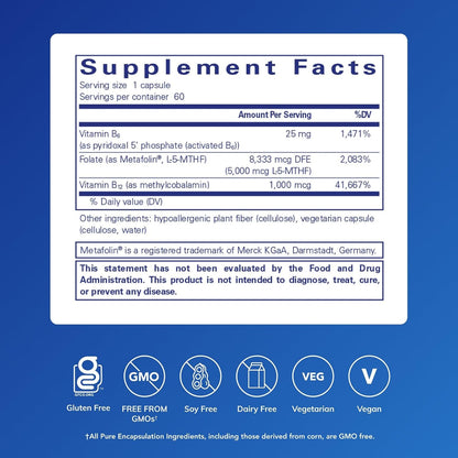 Pure Encapsulations - Folate 5,000 Plus, 60 Capsules