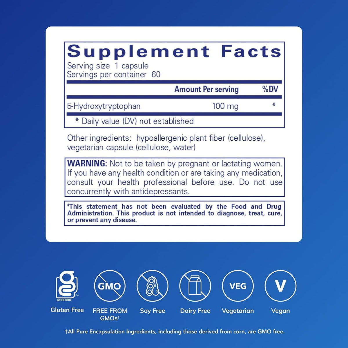 Pure Encapsulations 5-HTP 100 mg, 60 Capsules