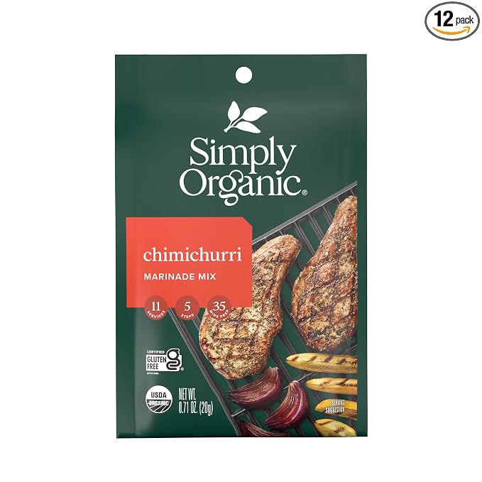 Simply Organic Chimichurri Marinade Mix, Vegan Friendly, Kosher, USDA Certified Organic, Gluten Free & Non-GMO, 0.71 Ounce (Pack of 12)