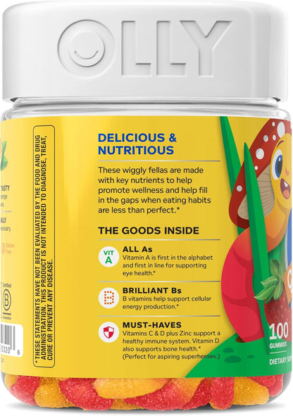OLLY Kids Multi Gummy Worms, Overall Wellness & Immune Support - 100 Count