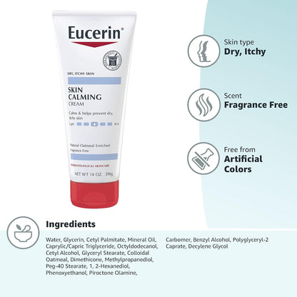 Eucerin Skin Calming Cream with Natural Oatmeal and Glycerin, 14 Ounce (Pack of 12)