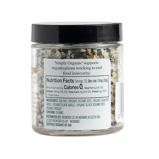 Simply Organic Black Garlic Finishing Salts, 2.19 Ounce (Pack of 2)