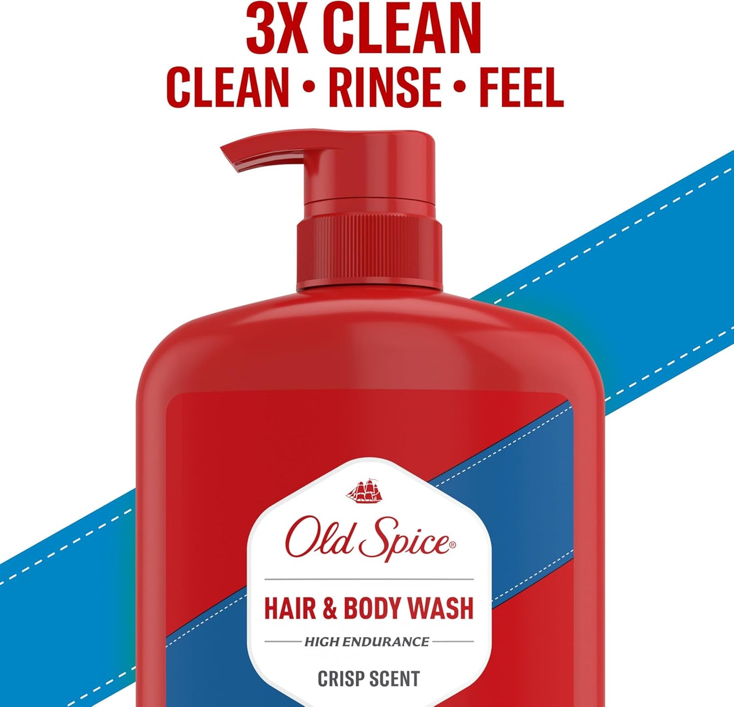 Old Spice Refreshing 2-in-1 Body & Face Wash for Men, High Endurance, 3X Defense, 24/7 Shower Fresh with Lasting Scent, Crisp Scent, 33.4 oz (Pack of 4)