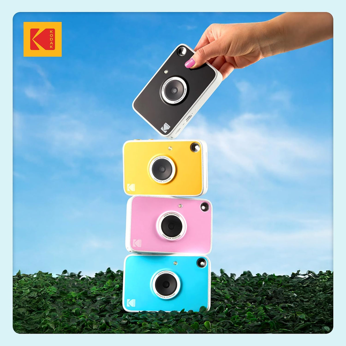 KODAK Printomatic+ Instant Print Digital Camera (Blue) 10MP Portable Camera with Interactive RGB LED Status Indicator, Prints Full-Color Photos on Zink 2x3” Sticky-Backed Photo Paper - Easy & Fun