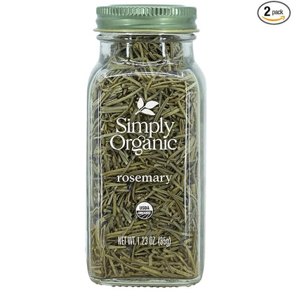 Simply Organic Rosemary Leaf Whole, Certified Organic, Kosher, Bottled Spices | 1.23 Ounce (Pack of 2)