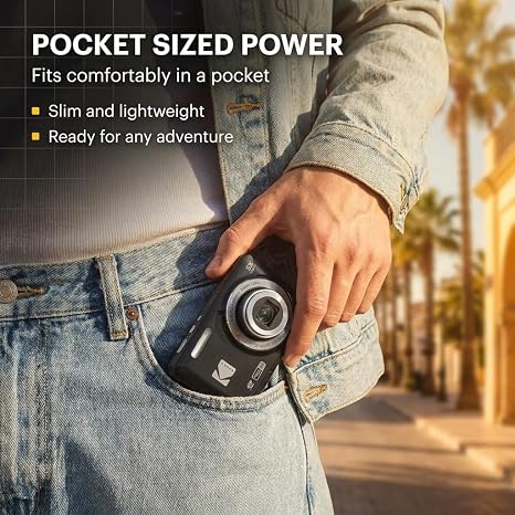 Kodak PIXPRO FZ55 Red 16MP CMOS Sensor Digital Camera 5X Optical Zoom 28mm Wide Angle 1080P Full HD Video 2.7" LCD Vlogging Camera Bundle with Tudak Compatible Case, 32GB SD Card & Microfiber Cloth