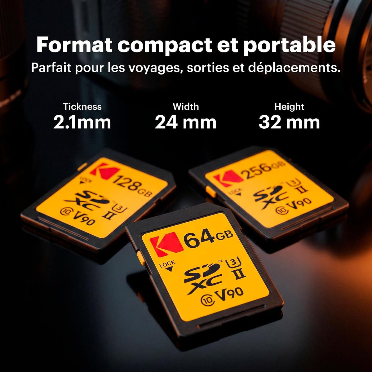 Kodak 128GB UHS-II U3 V90 Ultra Pro SDXC Memory Card - Up to 3000MB/s Read Speed and 270MB/s Write Speed
