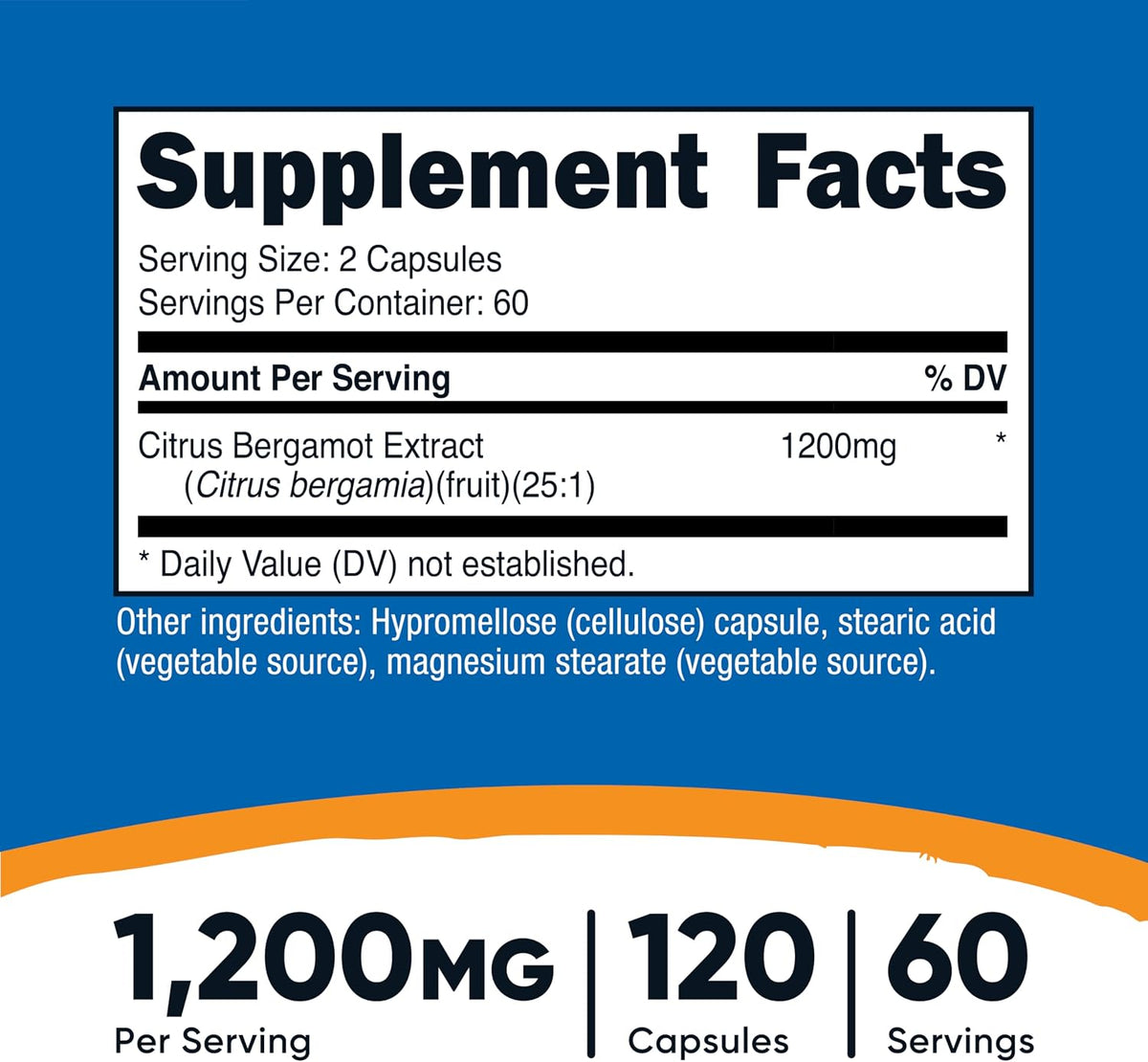 Nutricost Citrus Bergamot Capsules 1,200mg, 120 Capsules, 60 Servings