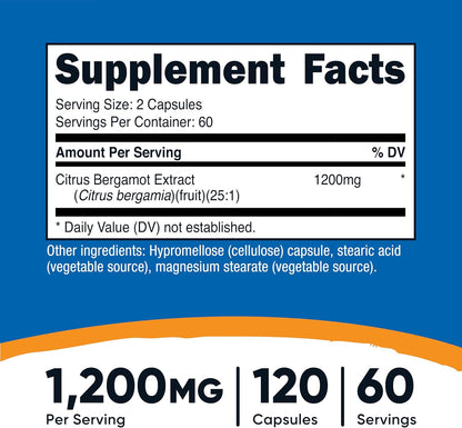 Nutricost Citrus Bergamot Capsules 1,200mg, 120 Capsules, 60 Servings