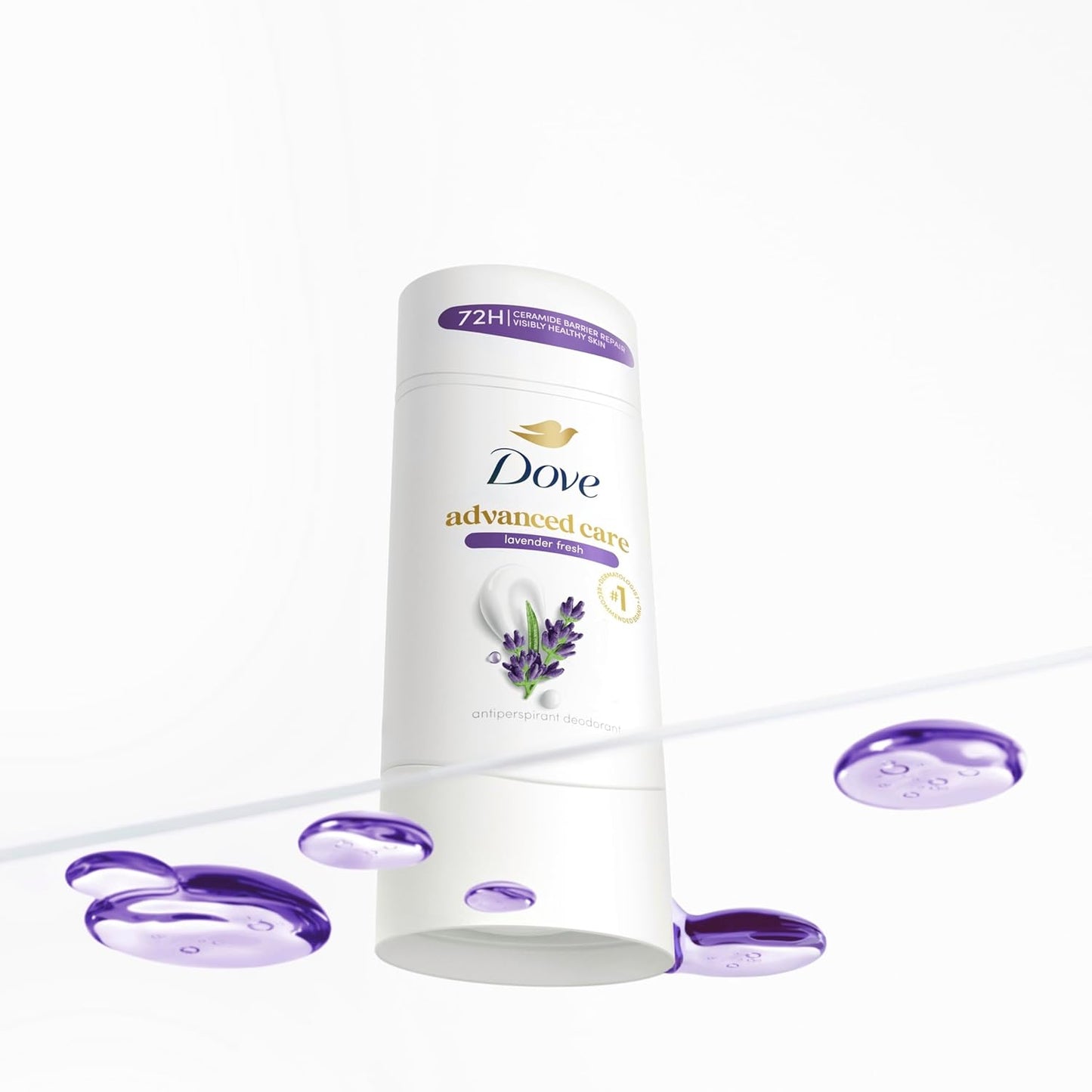 Dove Advanced Care Antiperspirant Deodorant Stick Lavender Fresh for Helping Repair Skin Barrier After Shaving, with 72-Hour Sweat & Odor Protection, 2.6 oz