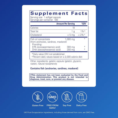 Pure Encapsulations EPA/DHA Essentials, 180 Softgel Capsules