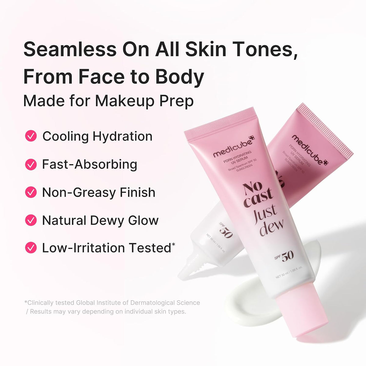 medicube Sunscreen No Cast Just Dew PDRN Hydrating UV Sun Serum, SPF 50