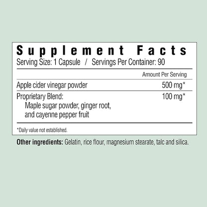 Country Farms Apple Cider Vinegar Capsules, with Ginger, Cayenne and Maple, Helps Aid Digestion, Supports Healthy Weight Loss, Cleanses and Detoxifies, Supports Water Balance, 90 Count, 90 Servings