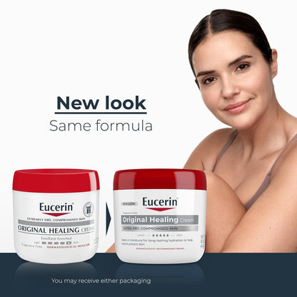 Eucerin Original Healing Cream, Unscented Body Cream for Extremely Dry, Sensitive and Compromised Skin, Emollient Enriched Body Moisturizer, 16 Oz Jar, (Pack of 12)