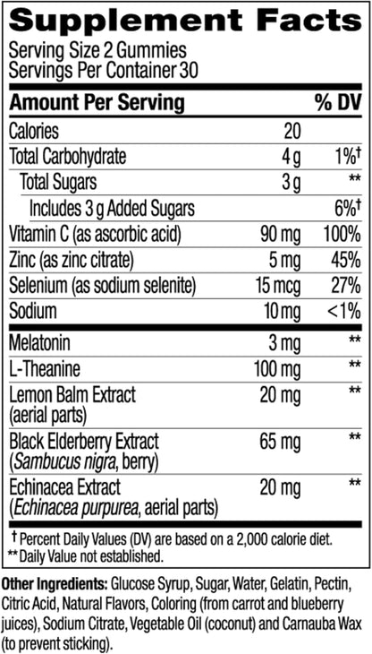 OLLY Immunity Sleep + Elderberry Gummies, Immune & Sleep Support*- 60 Count