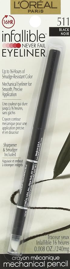 L'Oreal Paris Infallible Never Fail Eyeliner, Black, 0.008 oz.