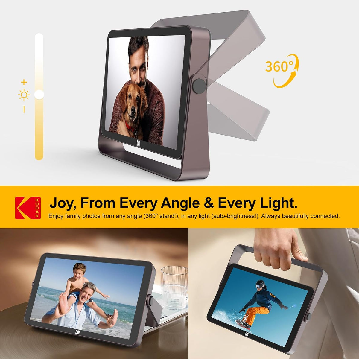 KODAK 64GB WiFi Digital Picture Frame with 4000mAh Battery Powered, 10.1 inch 1280 * 800 G+G IPS Touch Screen Electronic Smart Digital Photo Frame, Auto-Rotate, Gifts for Women Mom