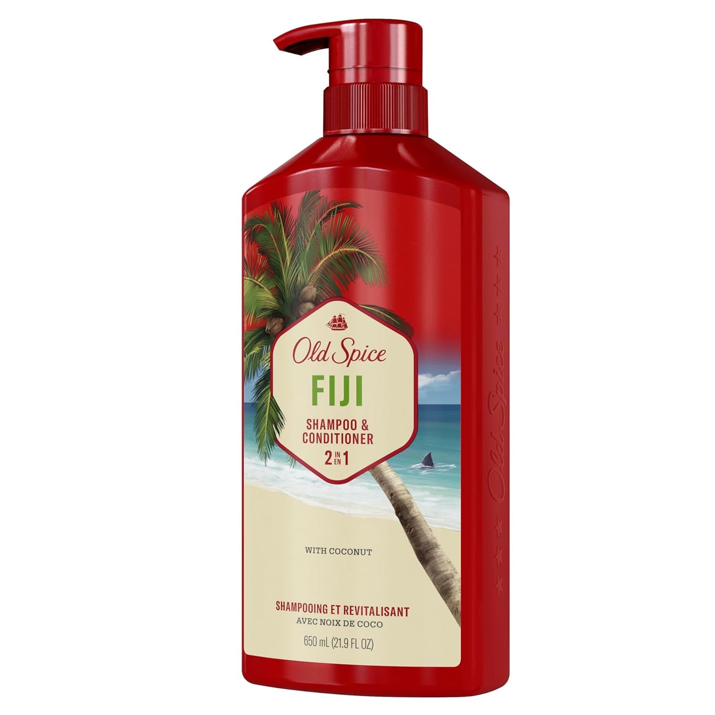 Old Spice Mens 2-in-1 Shampoo and Conditioner Set, Fiji, Coconut & Tropical Wood Scent, For All Hair Types, Healthier, Fuller, Moisturized Looking Hair, 21.9 fl oz Each, Twin Pack (Pack of 4)
