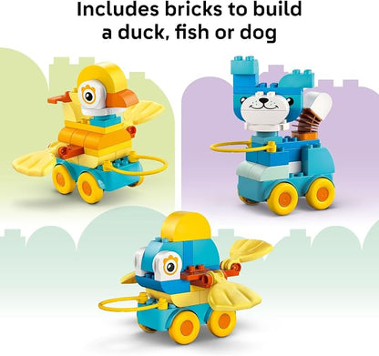 LEGO DUPLO Town 3 in 1 Animals on Wheels Building Toy - Learning Play Set for Toddler Boys & Girls, Ages 2+ - Animal Building Blocks for Sensory Skills Practice - Pretend Play Gift Idea - 10448