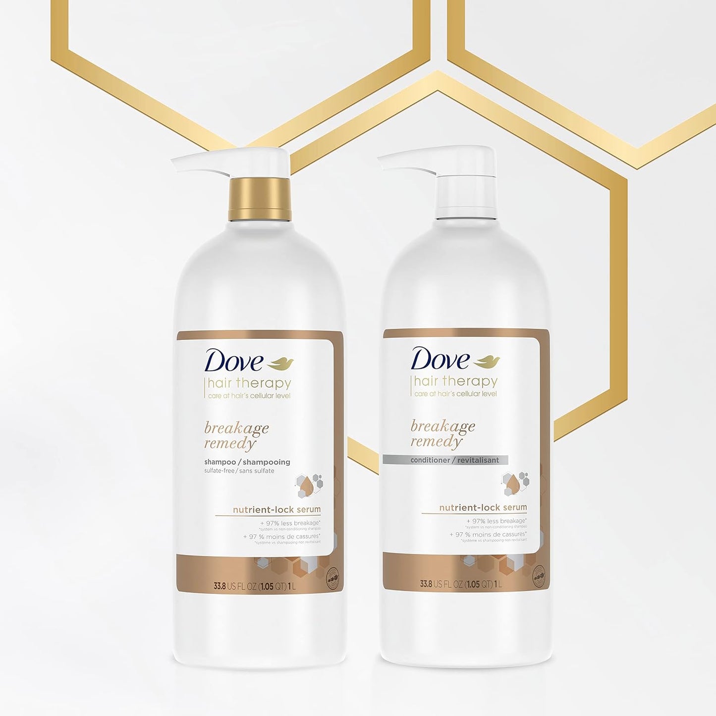 Dove Hair Therapy Shampoo Breakage Remedy for Damaged Hair Hair Shampoo with Nutrient-Lock Serum 33.8 oz