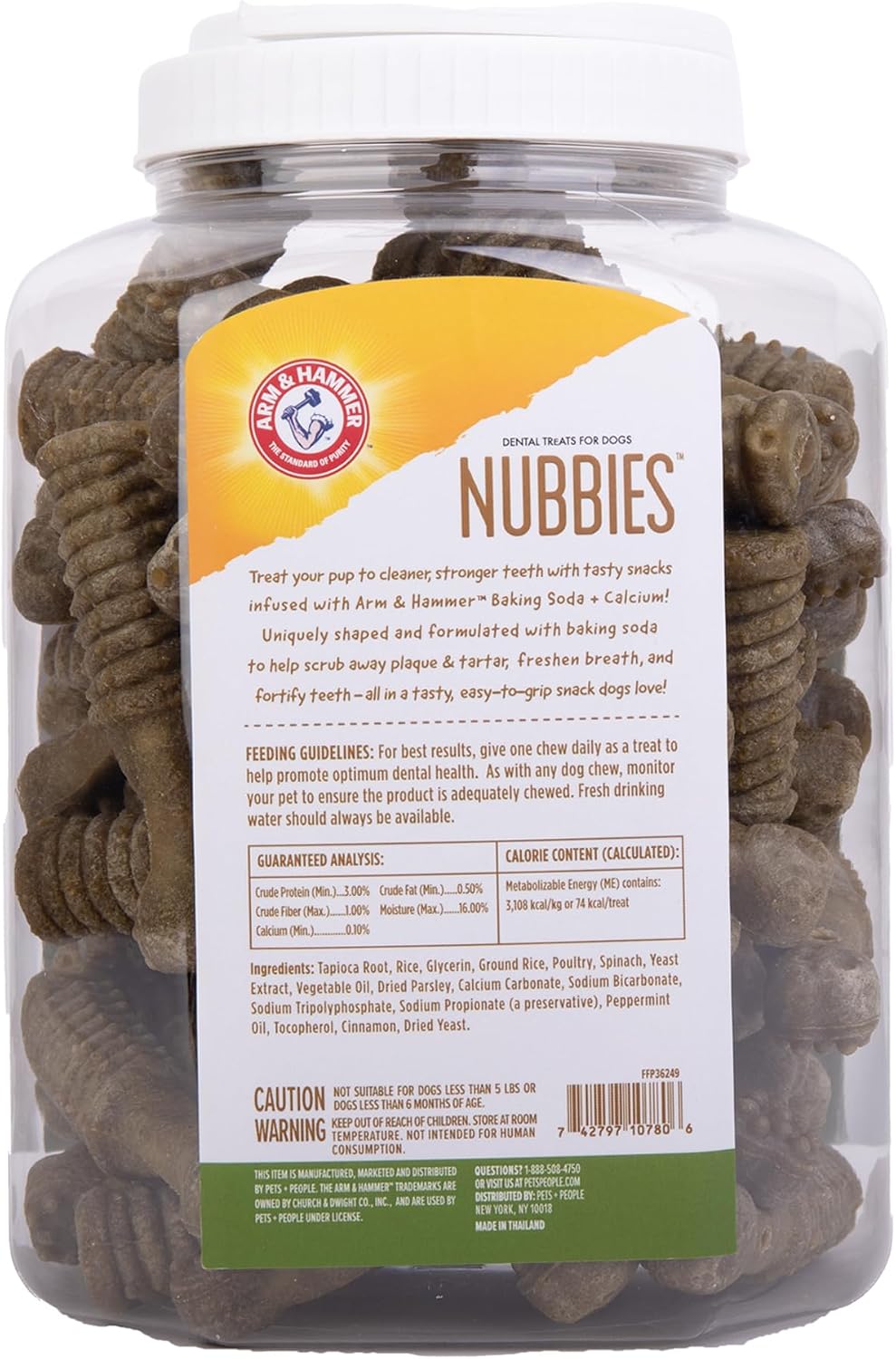 Arm & Hammer Nubbies, Dental Dog Treats, Mint Flavor, 62 Count Bucket