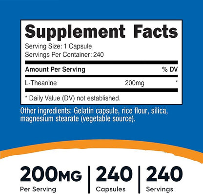 Nutricost L-Theanine 200mg, 240 Capsules - Double Strength