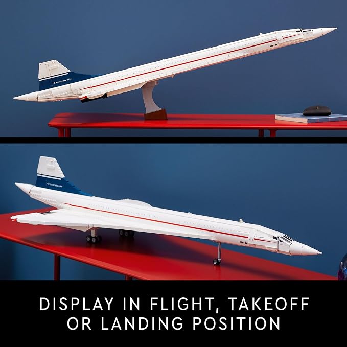 LEGO Icons Concorde Model Aircraft, Gift for Adults, Build a Replica Model of the World’s Most Famous Supersonic Commercial Passenger Plane with Authentic Details and Functional Pieces, 10318
