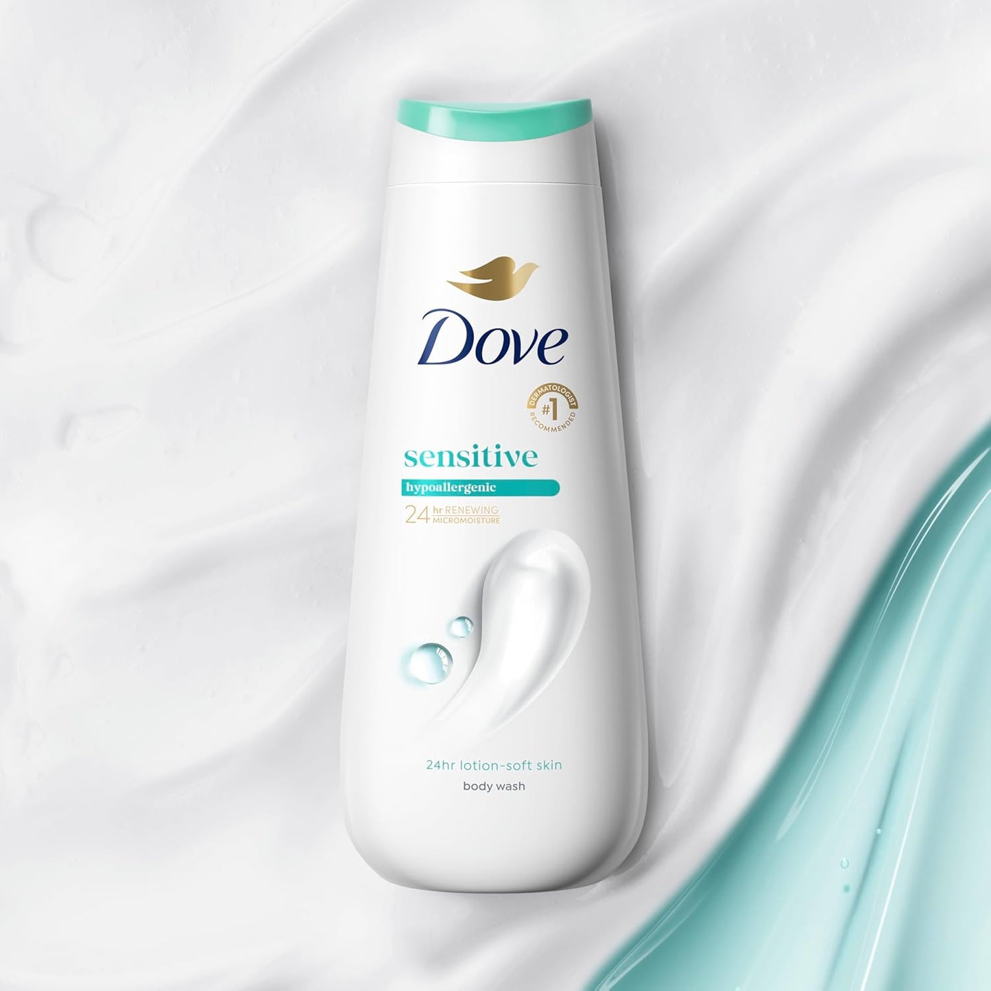 Dove Body Wash Sensitive Skin For 24hr Lotion-Soft Moisturizing Cleanser Gentle Hypoallergenic Formula with No Sulfates No Parabens 20 oz